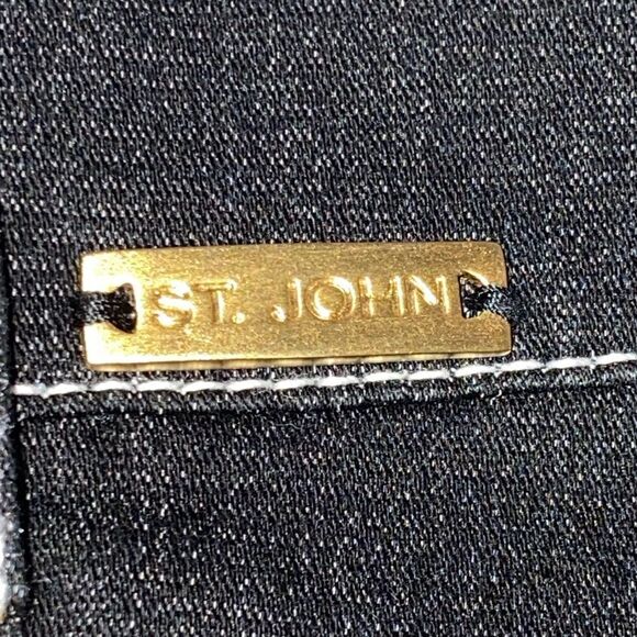 St. John Sport Black Denim Capri Pants With White Stitching 4 Pocket Size 12 - Picture 12 of 12